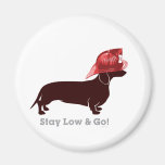 Dachshund Firefighter "Stay Low" Refrigerator Magnet