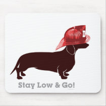 Dachshund Firefighter "Stay Low" Mouse Pads