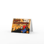 Dachshund Halloween Card Batdog and Superdog