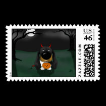 Dachshund Halloween Devil stamps
