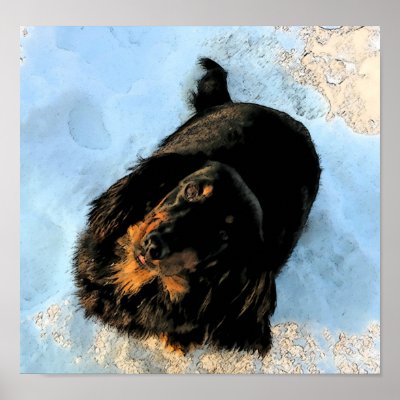 Dachshund in Snow Artistic Poster by blawhorn68