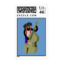 Dachshund Jazz Bass Player Postage Stamps