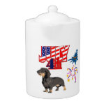 Dachshund July 4th Independence Day Teapot