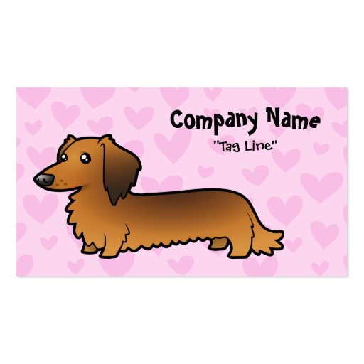 Dachshund Love (longhair) Business Card Template (front side)