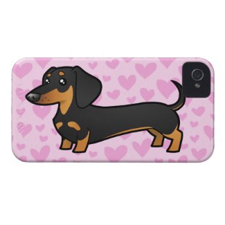 Dachshund Love iPhone 4S Case Cartoon Dachshund Pink Love Hearts iPhone 4GS Case