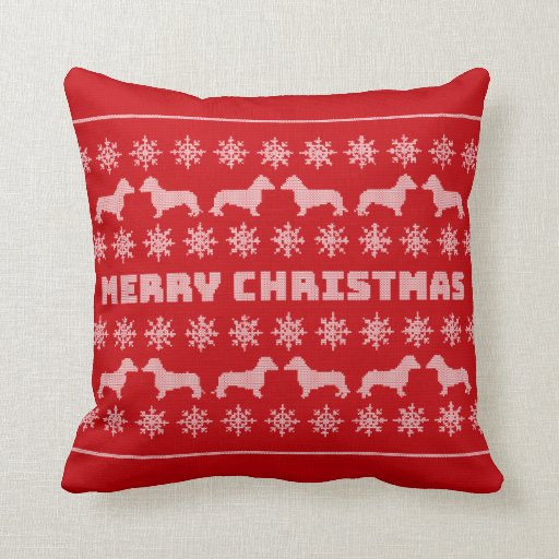 dachshund holiday pillow