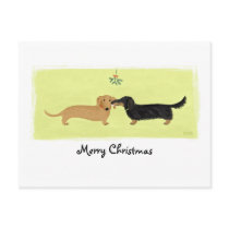 Dachshund Mistletoe Kiss postcards
