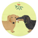 Dachshund Mistletoe Kiss stickers by jennsdoodleworld Dachshund Mistletoe Kiss stickers