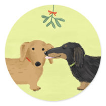 Dachshund Mistletoe Kiss stickers by jennsdoodleworld Dachshund Mistletoe Kiss stickers