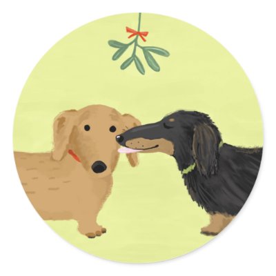 Dachshund Mistletoe Kiss sticker