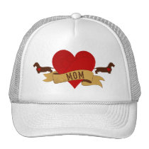 Dachshund Mom [Tattoo style] hats