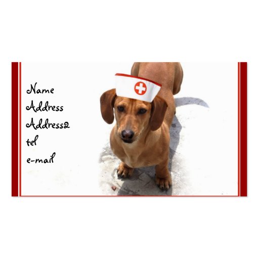 Dachshund nurse business card (front side)