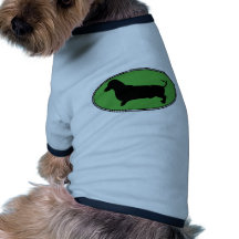 Dachshund Oval Green-Plain Dog Tee Shirt