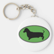Dachshund Oval Green-Plain Keychains