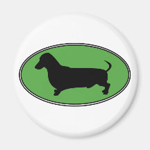 Dachshund Oval Green-Plain Refrigerator Magnet
