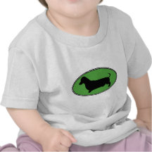 Dachshund Oval Green-Plain Tee Shirts