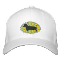 Dachshund Oval Green-Starburs embroidered hats by ktreadwe Dachshund Oval Green-Starburs embroidered hats
