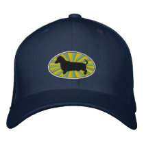 Dachshund Oval Green-Starburs embroidered hats by ktreadwe Dachshund Oval Green-Starburs embroidered hats
