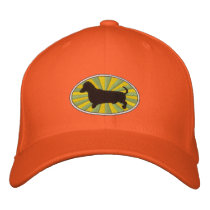 Dachshund Oval Green-Starburs embroidered hats by ktreadwe Dachshund Oval Green-Starburs embroidered hats