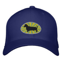 Dachshund Oval Green-Starburs embroidered hats by ktreadwe Dachshund Oval Green-Starburs embroidered hats