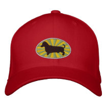 Dachshund Oval Green-Starburs embroidered hats by ktreadwe Dachshund Oval Green-Starburs embroidered hats