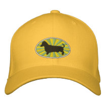 Dachshund Oval Green-Starburs embroidered hats by ktreadwe Dachshund Oval Green-Starburs embroidered hats