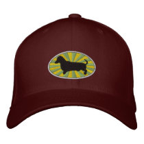 Dachshund Oval Green-Starburs embroidered hats by ktreadwe Dachshund Oval Green-Starburs embroidered hats