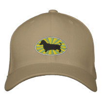 Dachshund Oval Green-Starburs embroidered hats by ktreadwe Dachshund Oval Green-Starburs embroidered hats