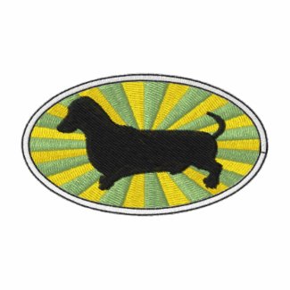 Dachshund Oval Green-Starburs embroideredshirt
