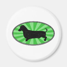 Dachshund Oval Green-Starburst-Wash Fridge Magnet