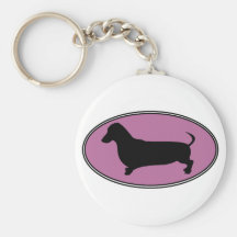 Dachshund Oval Pink Keychains