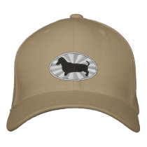 Dachshund Oval Pink Starburst embroidered hats by ktreadwe Dachshund Oval Pink Starburst embroidered hats