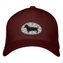 Dachshund Oval Pink Starburst embroidered hats by ktreadwe Dachshund Oval Pink Starburst embroidered hats