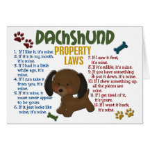 Dachshund Property Laws 4 Greeting Cards
