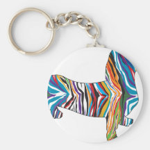 Dachshund - Psychedelic Zbra Doxie Key Chain