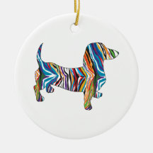 Dachshund - Psychedelic Zbra Doxie Christmas Tree Ornament