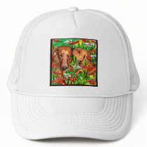 Dachshund puppy and her Mom hats