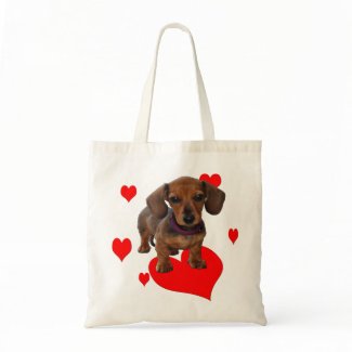 DACHSHUND Puppy with Hearts bag