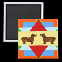 Dachshund Quilt Square magnets