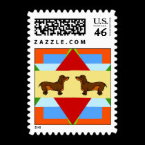 Dachshund Quilt Square postage