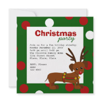 dachshund reindeer personalized invitation