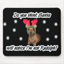 Dachshund Reindeer Mouse Pad on Black background mousepads