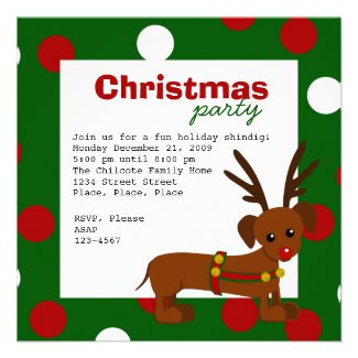 dachshund reindeer personalized invitation