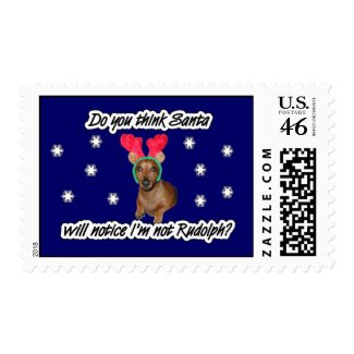 Dachshund Reindeer Postage Stamps stamp