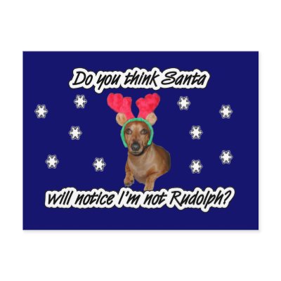 Dachshund Reindeer Postcard by mikek92349