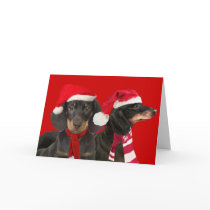 Dachshund Santa Paw Greeting Cards