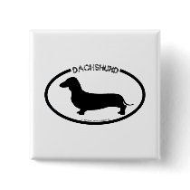 Dachshund Silhouette Black Button by dogsilhouettes Dachshund Silhouette Black Button