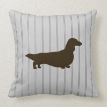 Dachshund Silhouette (Long Haired Doxie) Throw Pillow