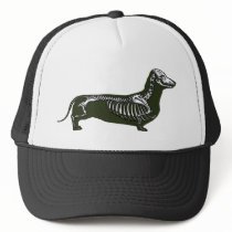 dachshund skeleton trucker hat