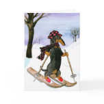 Dachshund Skiing Christmas Card